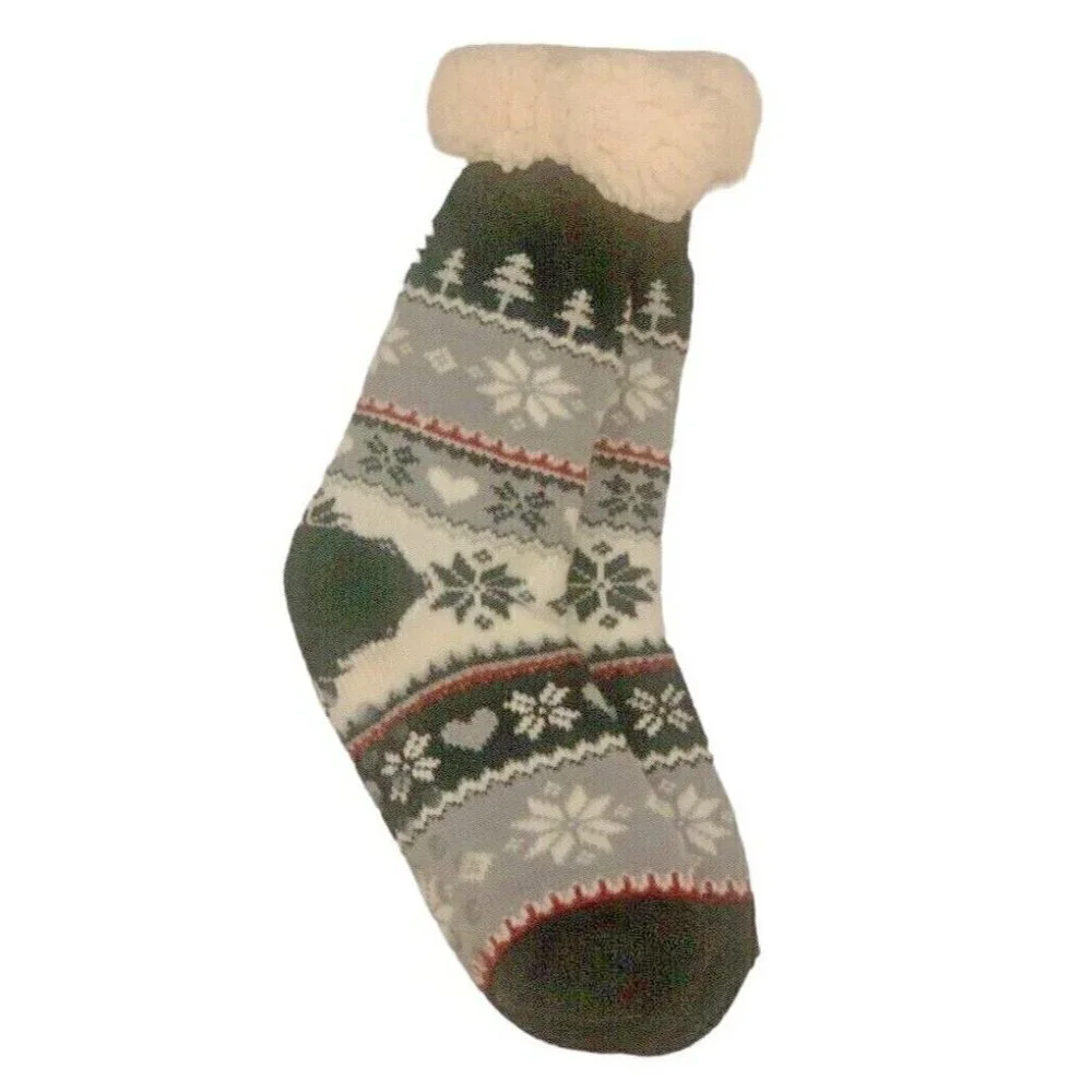 Peace Cabin Faux Fur Slipper Socks Womens Size 6-10 Soft Lined Non Slip Soles